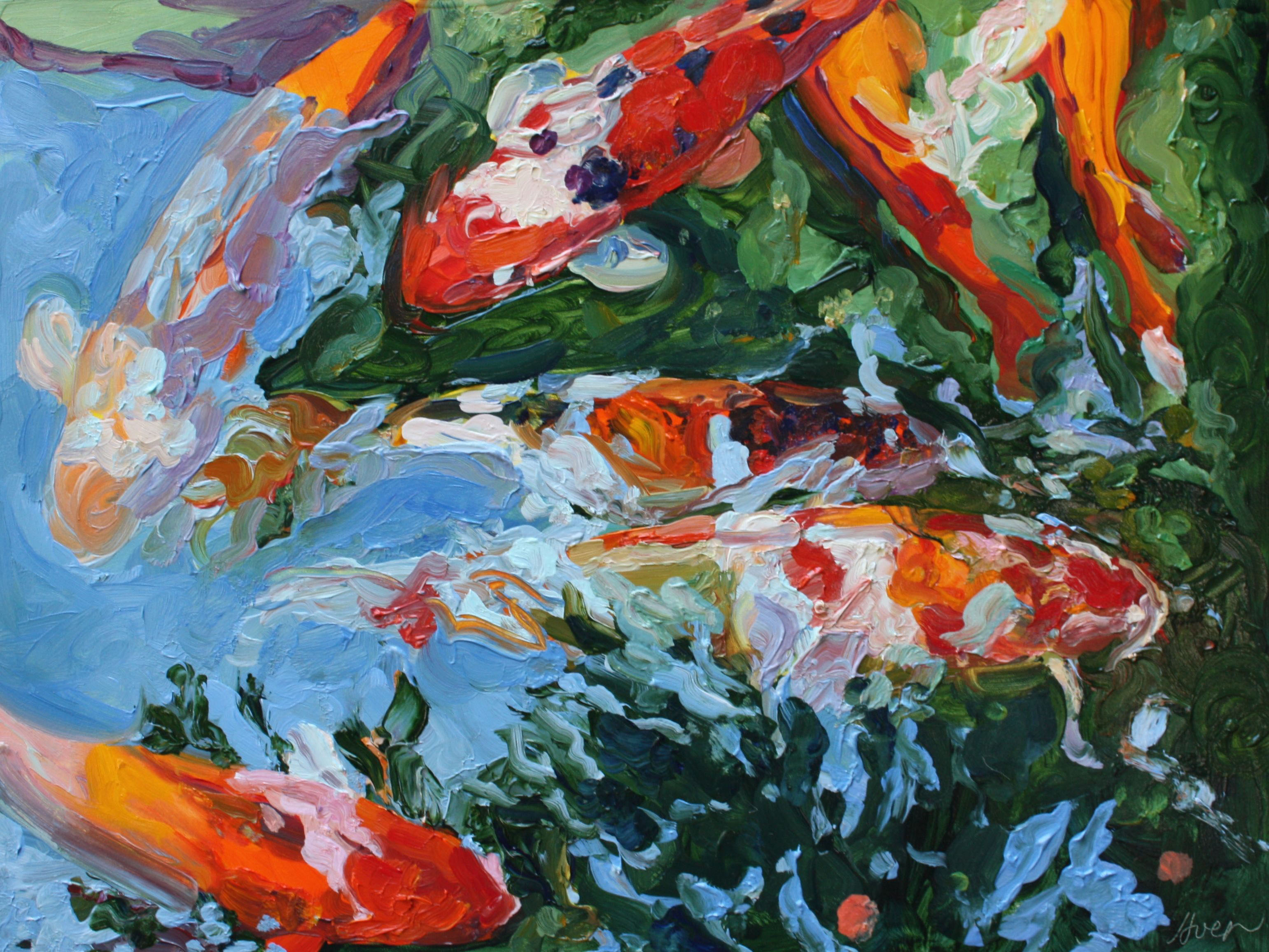 3082x2313 Sequencing Koi Paintings Linda Holt - Koi Painting