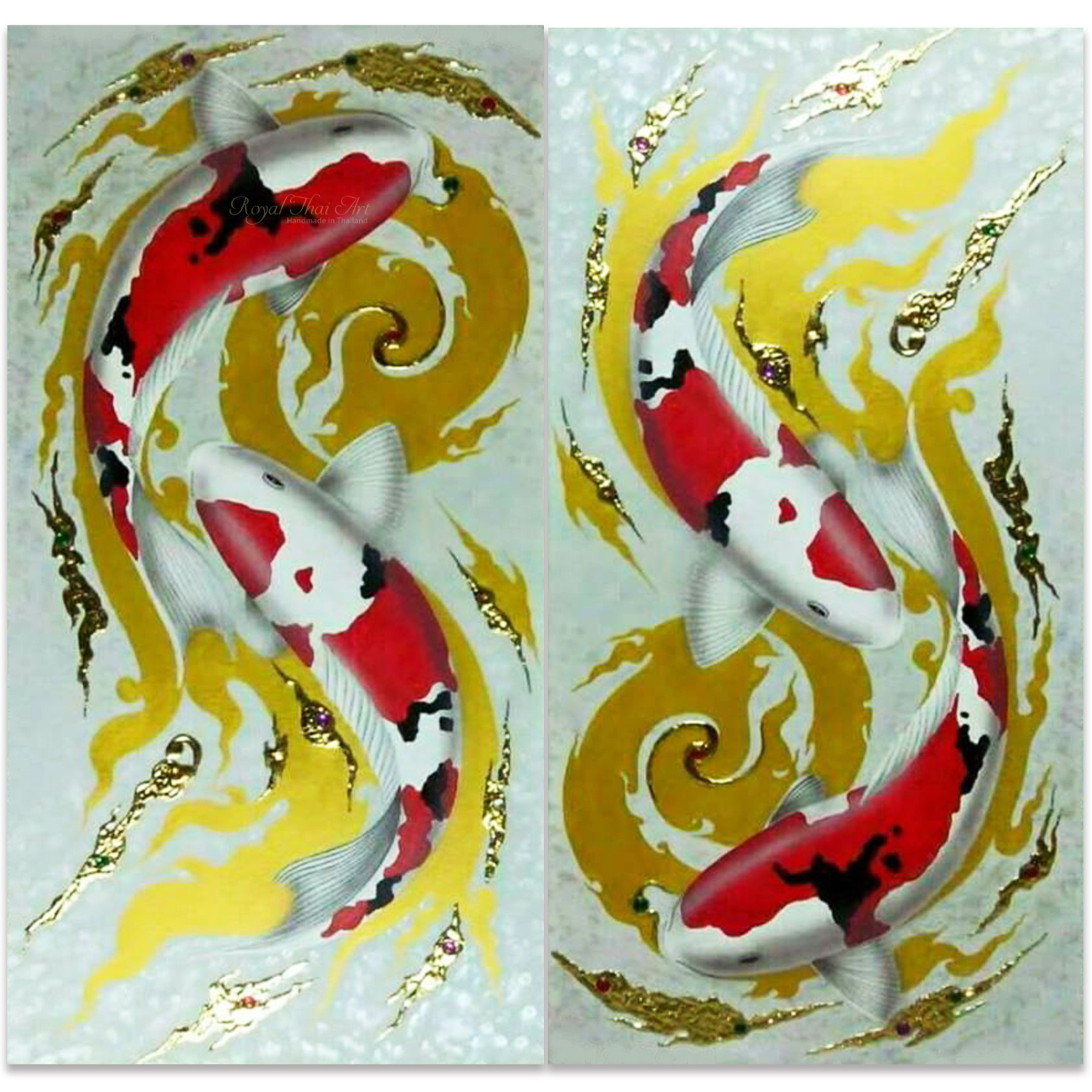 1638x1638 Gallery Art Showcase Online Koi Painting Hand Painted With Gold - Koi Painting
