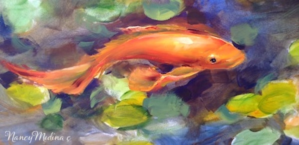 599x292 Ariel's Garden - Koi Pond Painting