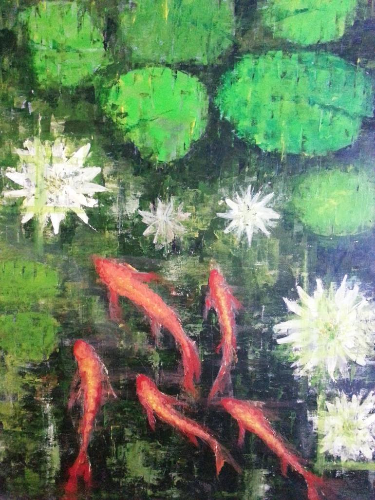 770x1027 Saatchi Art Koi Pond Painting By Margherita Napoli - Koi Pond Painting