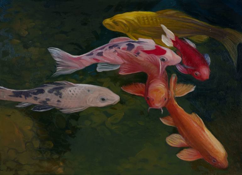 770x557 Saatchi Art Koi Pond Painting By Syuzanna Khanjyan - Koi Pond Painting