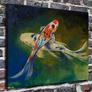 300x300 Bright Fish Koi Pond Painting Hd Print On Canvas Home Decor Wall - Koi Pond Painting