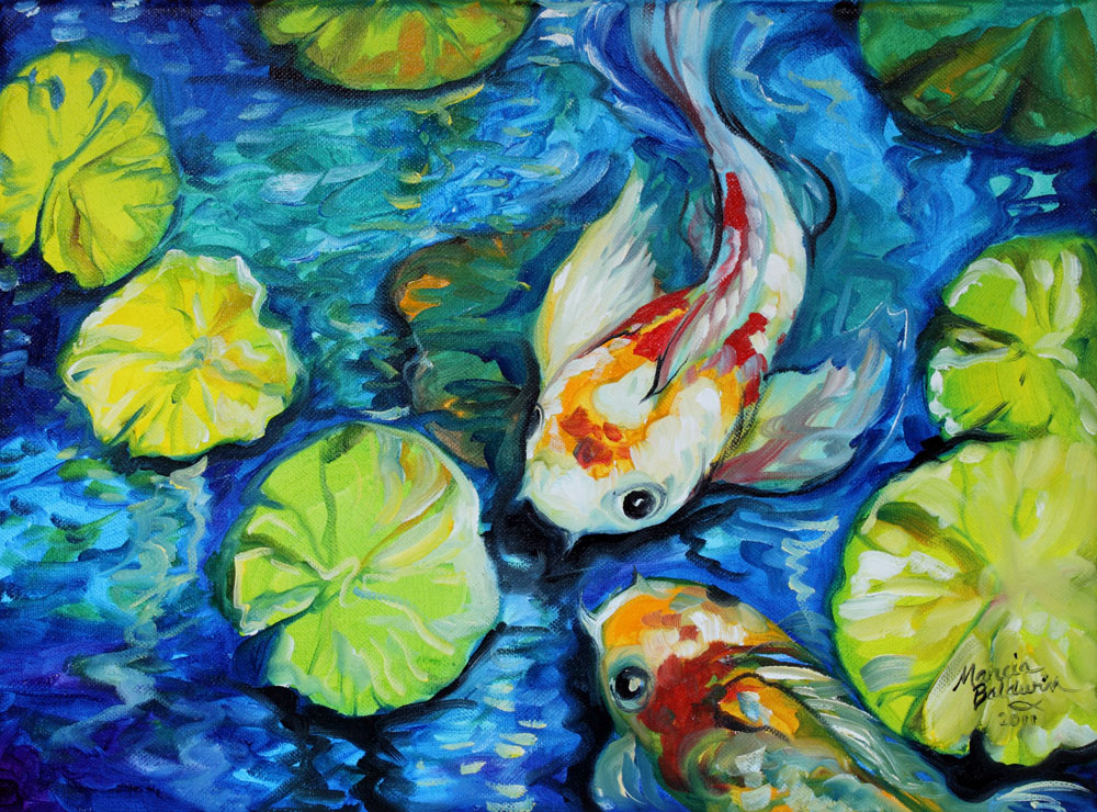 1000x740 Daily Paintings ~ Fine Art Originals By Marcia Baldwin Koi Pond - Koi Pond Painting