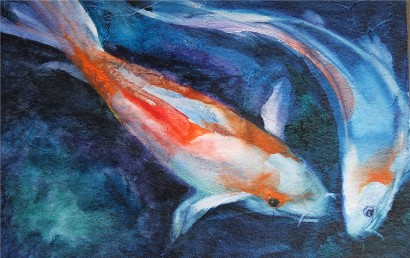 410x258 Koi Spirit A Watercolor Painting By Shanti Marie A Painting A Day - Koi Watercolor Painting