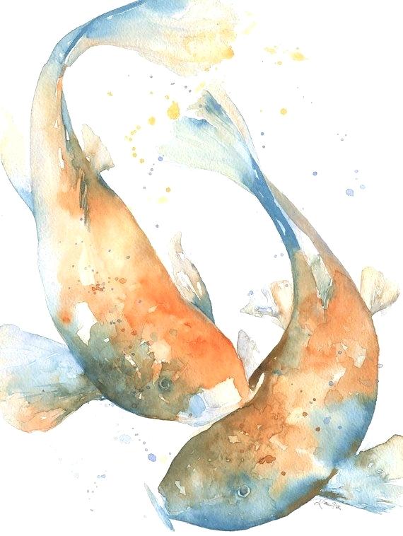 570x758 Koi Watercolor Painting Best Images On Fish Watercolour Painting - Koi Watercolor Painting