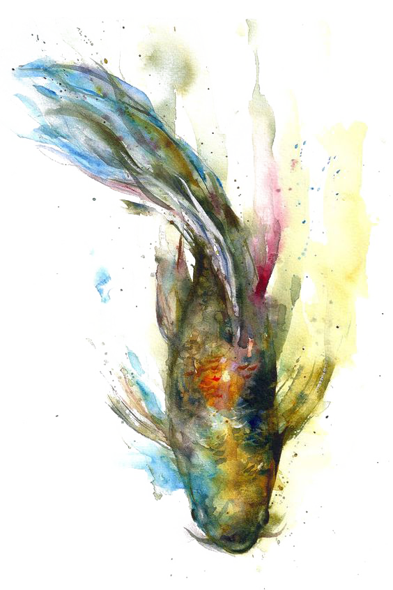 564x846 Koi Watercolor Painting Goldfish - Koi Watercolor Painting