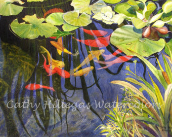 340x270 Koi Fish Art Watercolor Painting Print By Cathy Hillegas - Koi Watercolor Painting