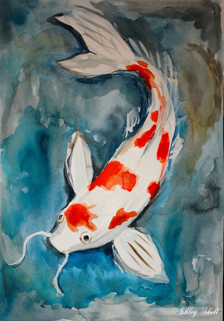 748x1069 Koi Karp Fish Koi Watercolor By Ashley2020 - Koi Watercolor Painting