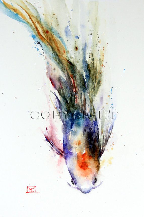 570x855 Koi Watercolor Print Fish Painting By Dean Crouser - Koi Watercolor Painting