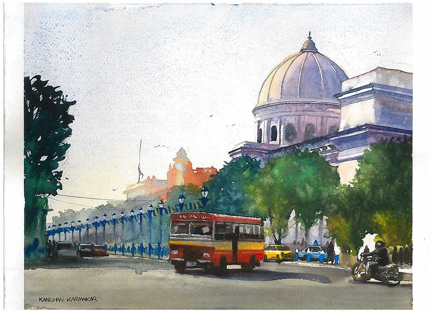 1511x1099 Cityscape - Kolkata Painting