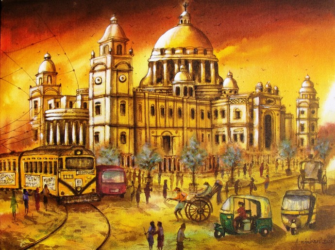 690x515 Victoria Memorial In Kolkata By Artist Anirban Seth - Kolkata Painting