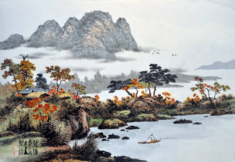 Korean Landscape Painting at PaintingValley.com | Explore collection of ...