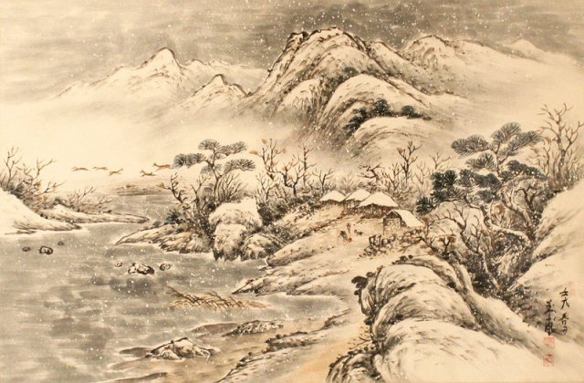 640x420 79 Korean Winter Landscape Painting By Ok Po - Korean Landscape Painting