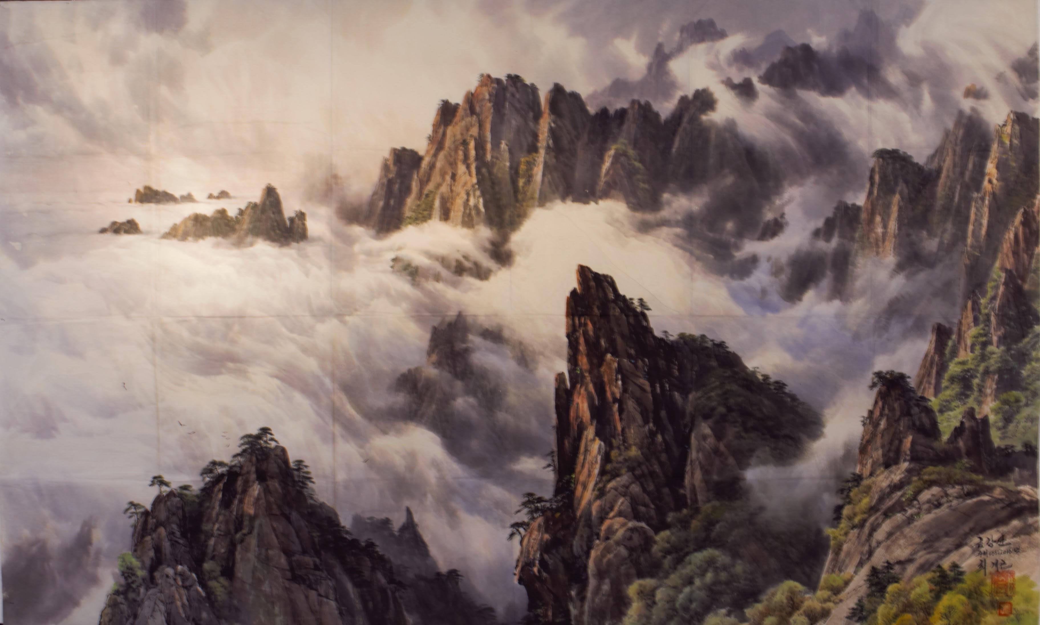 3647x2192 What Art From North Korea Looks Like Spectator Life - Korean Mountain Painting
