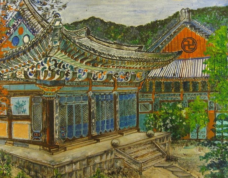 900x705 Korean Temple Painting By Preeti Raghuveer - Korean Painting