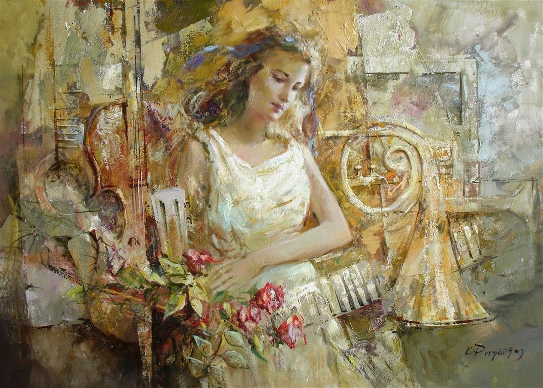 1073x768 Kostas Rigoula Tsigris, 1954 Symbolist Figurative Painter - Kosta Painting