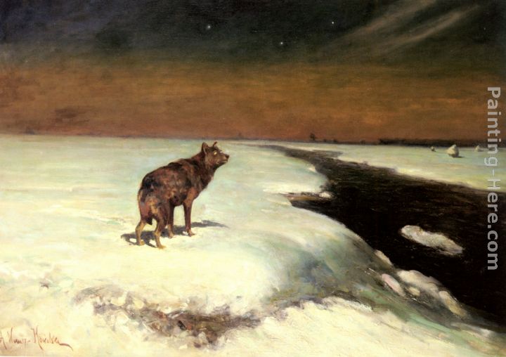 720x508 Alfred Von Kowalski Wierusz The Wolf Painting Anysize 50% Off - Kowalski Painting
