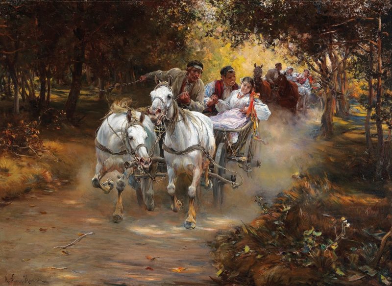 800x584 Country Wedding Painting Alfred Von Wierusz Kowalski Oil Paintings - Kowalski Painting