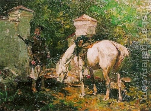 500x370 Insurgent Resting Alfred Wierusz Kowalski Reproduction 1st Art - Kowalski Painting