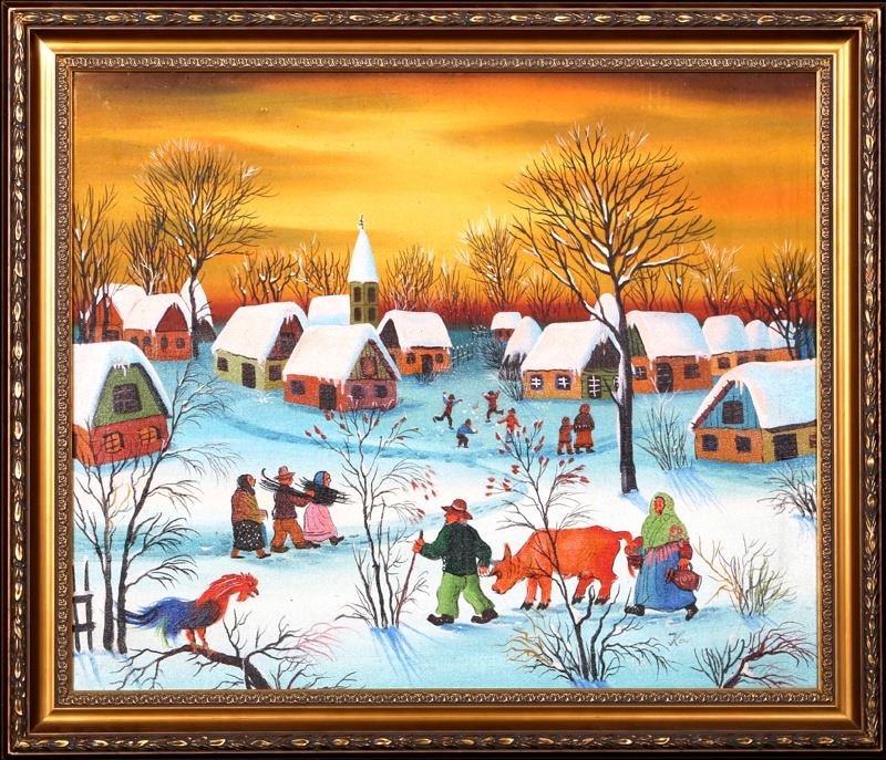 800x687 Kowalski, Village In The Snow, Oil Painting - Kowalski Painting