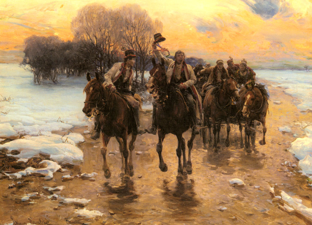 1000x722 The Happy Return Painting Alfred Von Wierusz Kowalski Oil - Kowalski Painting