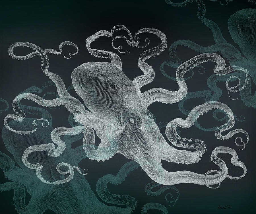 900x752 Kraken Dream Painting By Little Bunny Sunshine - Kraken Painting