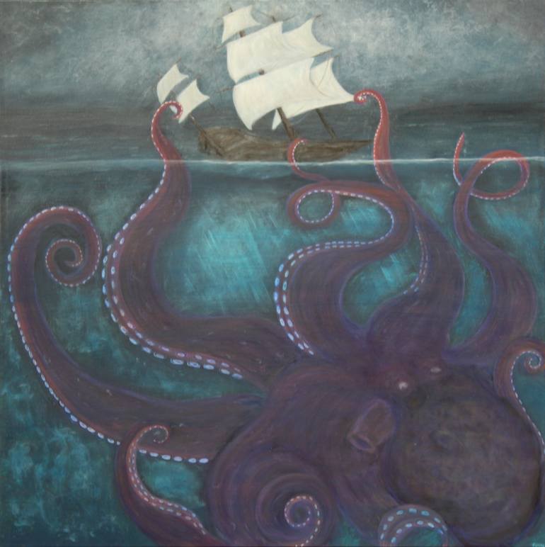 770x772 Saatchi Art Kraken Painting By Krystal Gray - Kraken Painting