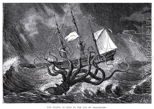 600x424 The Kraken As Seen By The Eye Of Imagination Edward Etherington - Kraken Painting