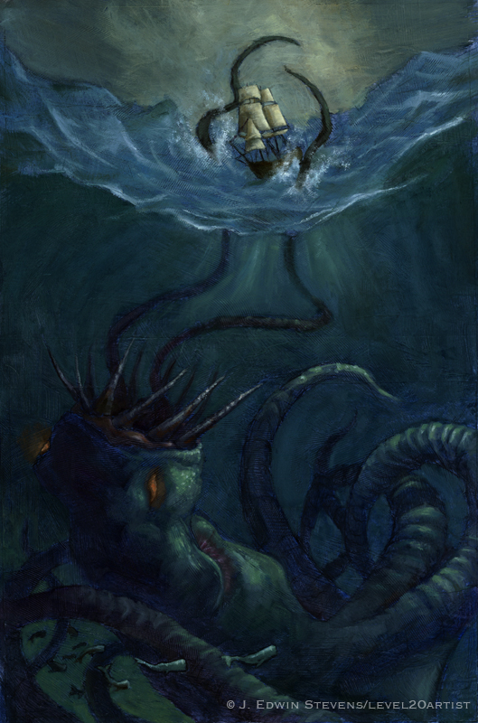 529x800 The Kraken By Level20artist - Kraken Painting