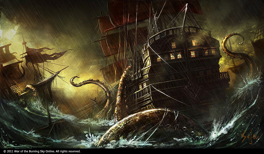 850x496 Kraken Concept By Bpsola - Kraken Painting