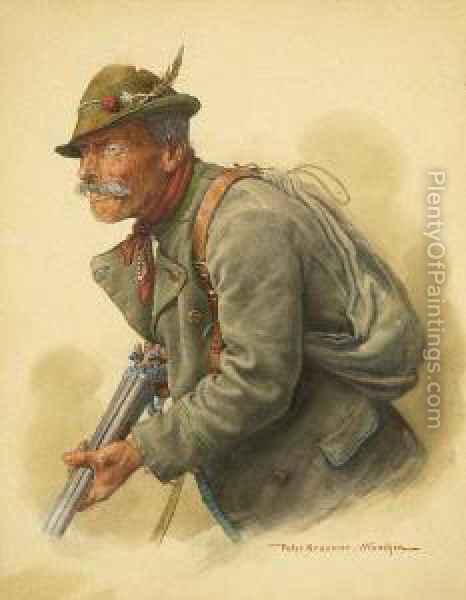 466x600 Jager. Oil Painting Reproduction By Peter I Kramer - Kramer Oil Painting