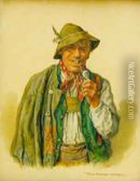 464x600 Stary Goral Z Fajka Oil Painting Reproduction By Peter I Kramer - Kramer Oil Painting