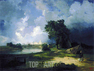 400x300 View Of The Kremlin In Bad Weather Alexey Savrasov Painting - Kremlin Painting