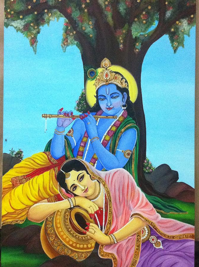 672x900 Radha Krishna Painting By Rekha Tanwar - Krishna And Radha Painting