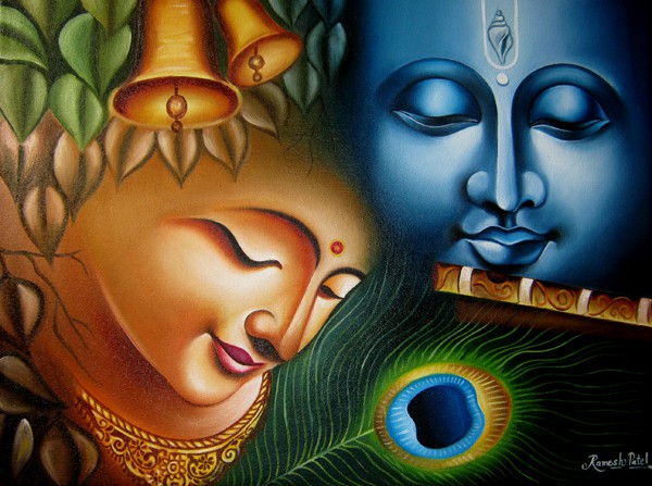 600x447 Radha Krishna 8 Painting By Artist Ramesh Religious Art Oil - Krishna And Radha Painting