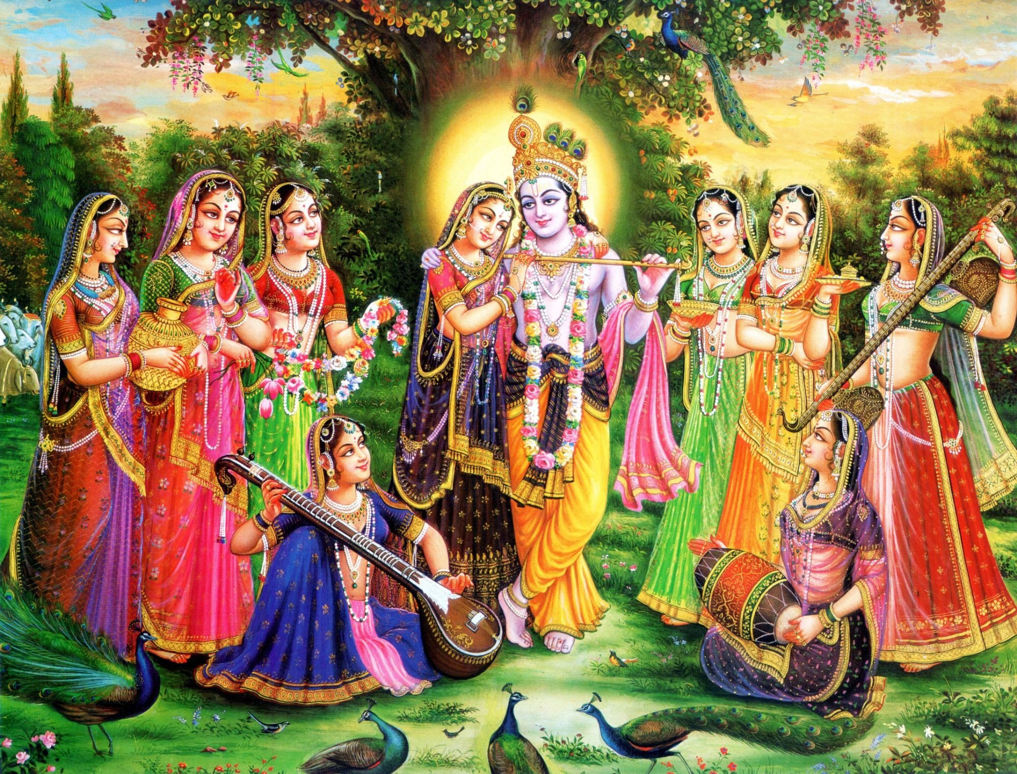 Krishna And The Gopis Painting at PaintingValley.com | Explore ...