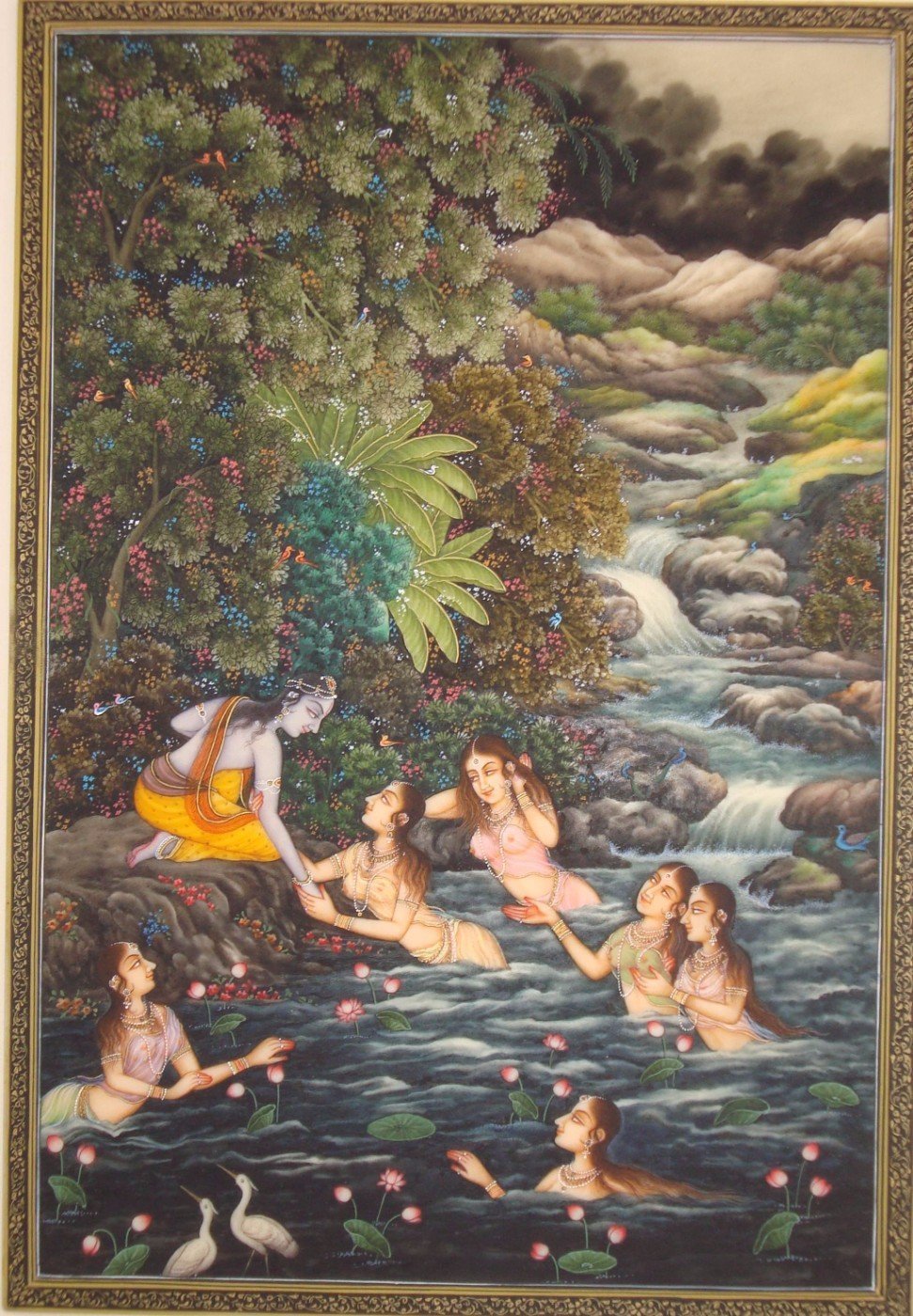 971x1400 Indian Art - Krishna And The Gopis Painting