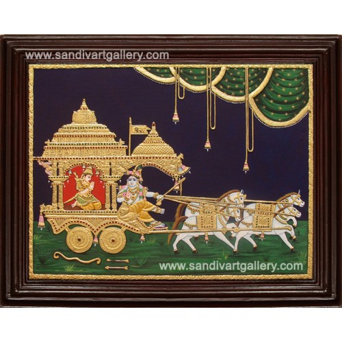 500x500 Geethasaram - Krishna Arjuna Chariot Painting