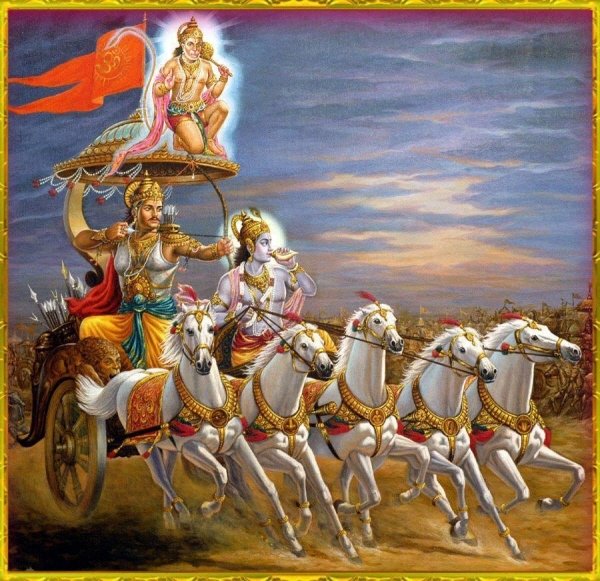 Krishna Arjuna Chariot Painting at PaintingValley.com | Explore ...