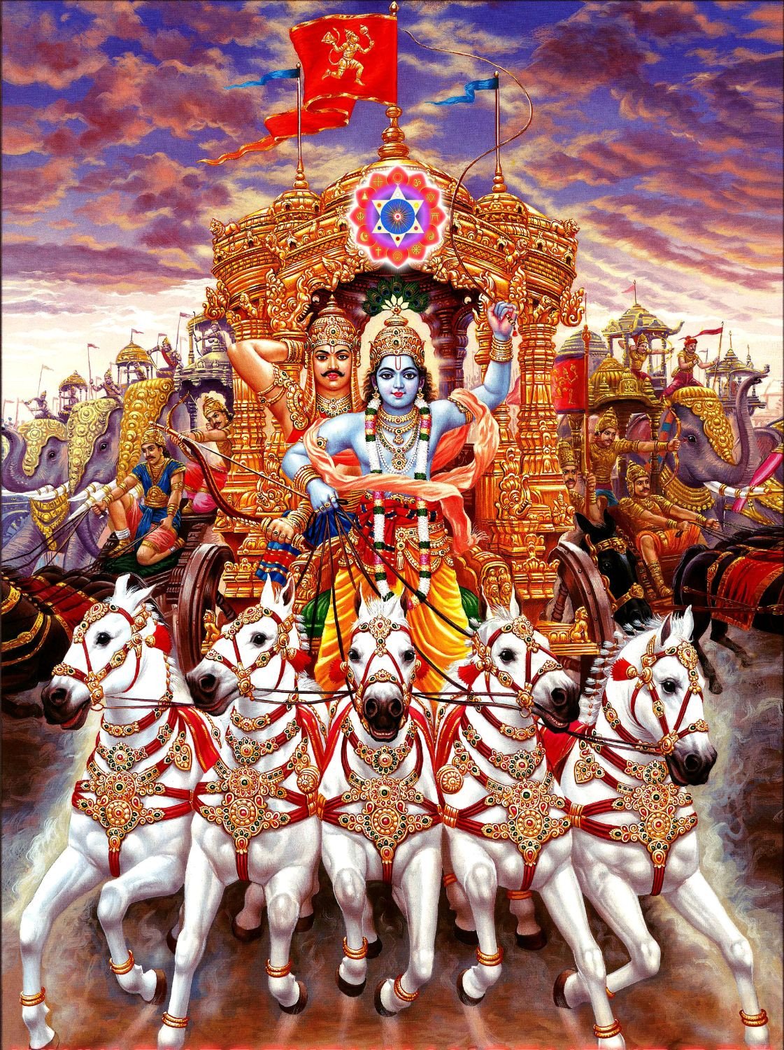 Krishna Arjuna Chariot Painting at PaintingValley.com | Explore ...