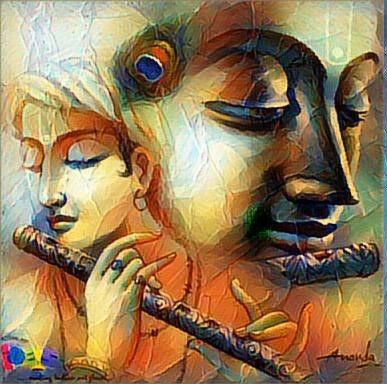 387x384 Pin By Sanjana Ghosh On Absract Art Canvas Krishna - Krishna Painting