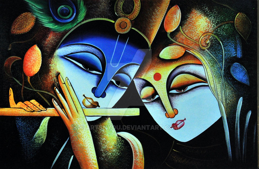 900x590 Radha Krishna Painting - Krishna Painting