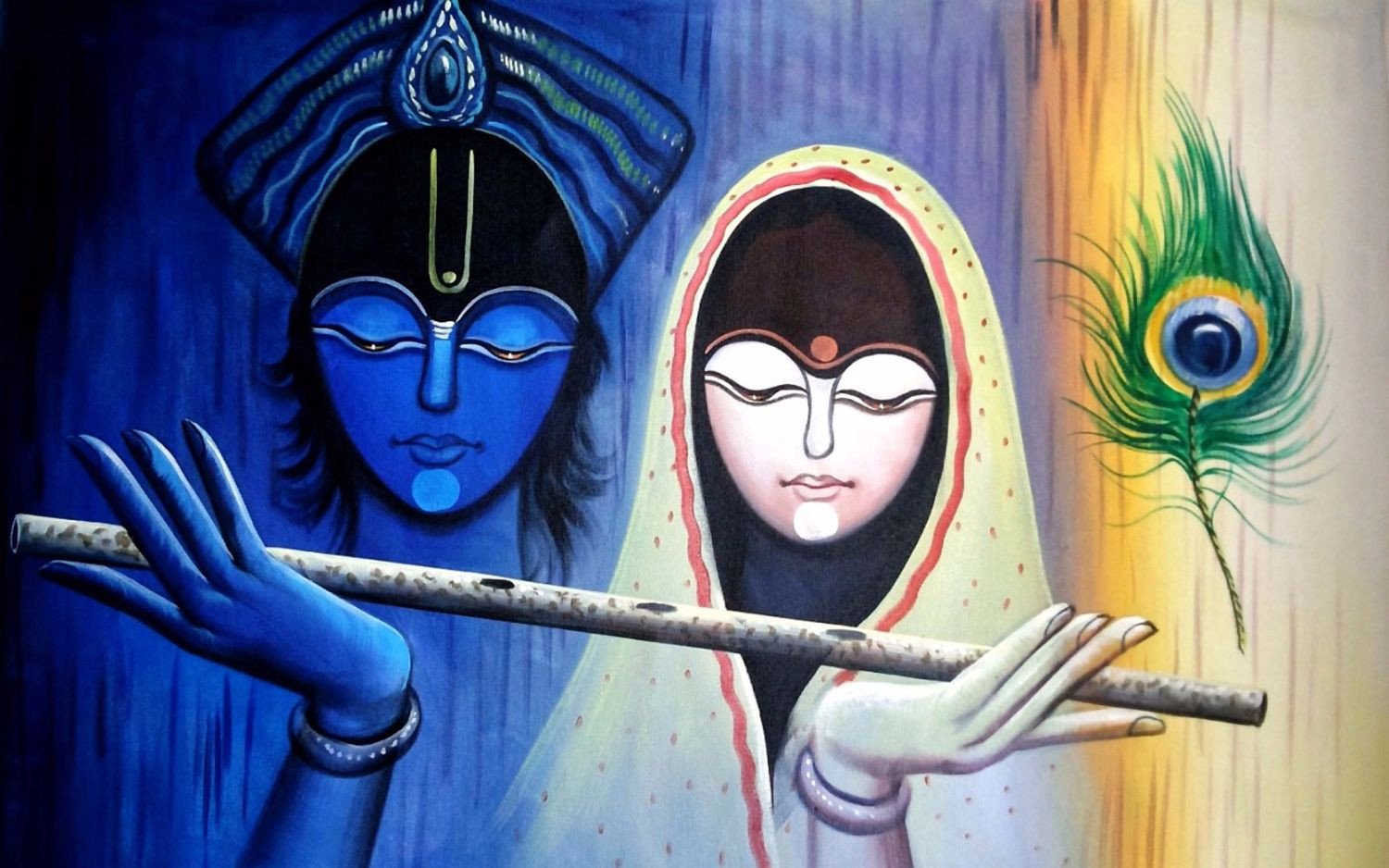 1500x938 Indian Art - Krishna Painting On Canvas