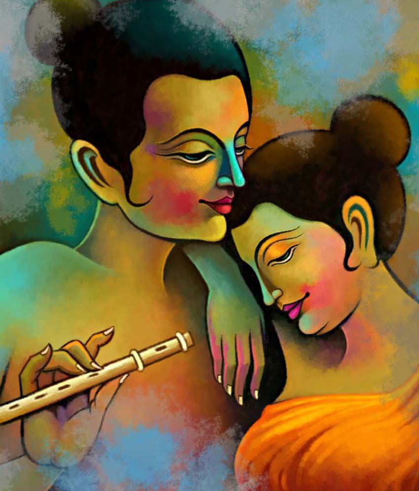 850x995 Art Factory Radha Krishna Canvas Painting Religious Painting Buy - Krishna Painting On Canvas