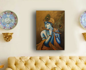 300x247 Large Original Acrylic Painting On Canvas Sri Krishna Painting - Krishna Painting On Canvas