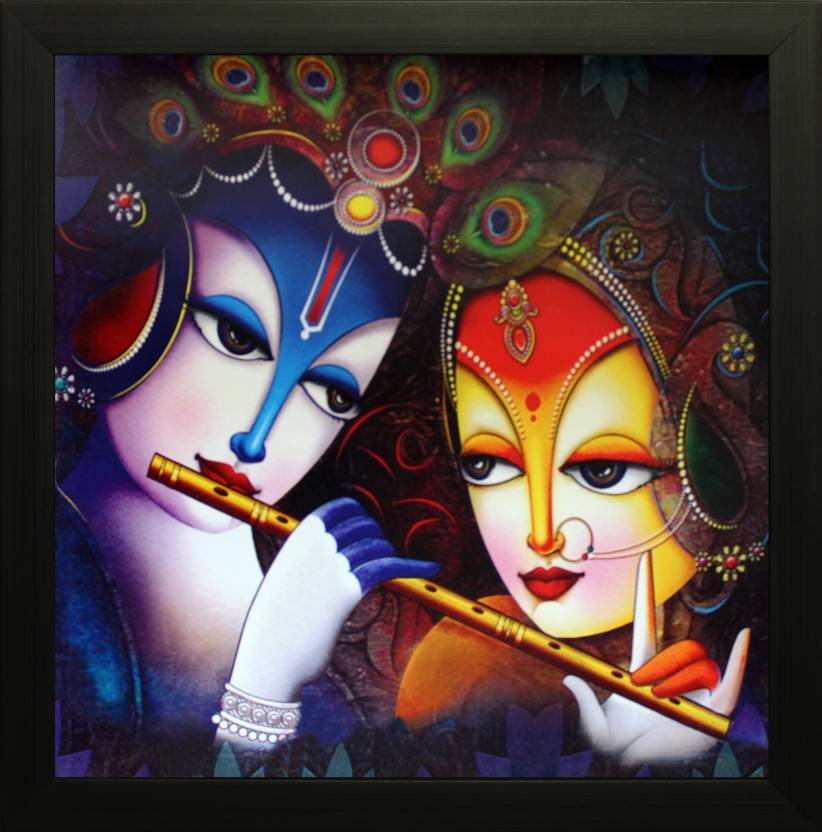 822x832 Radha Krishna Canvas Painting - Krishna Painting On Canvas