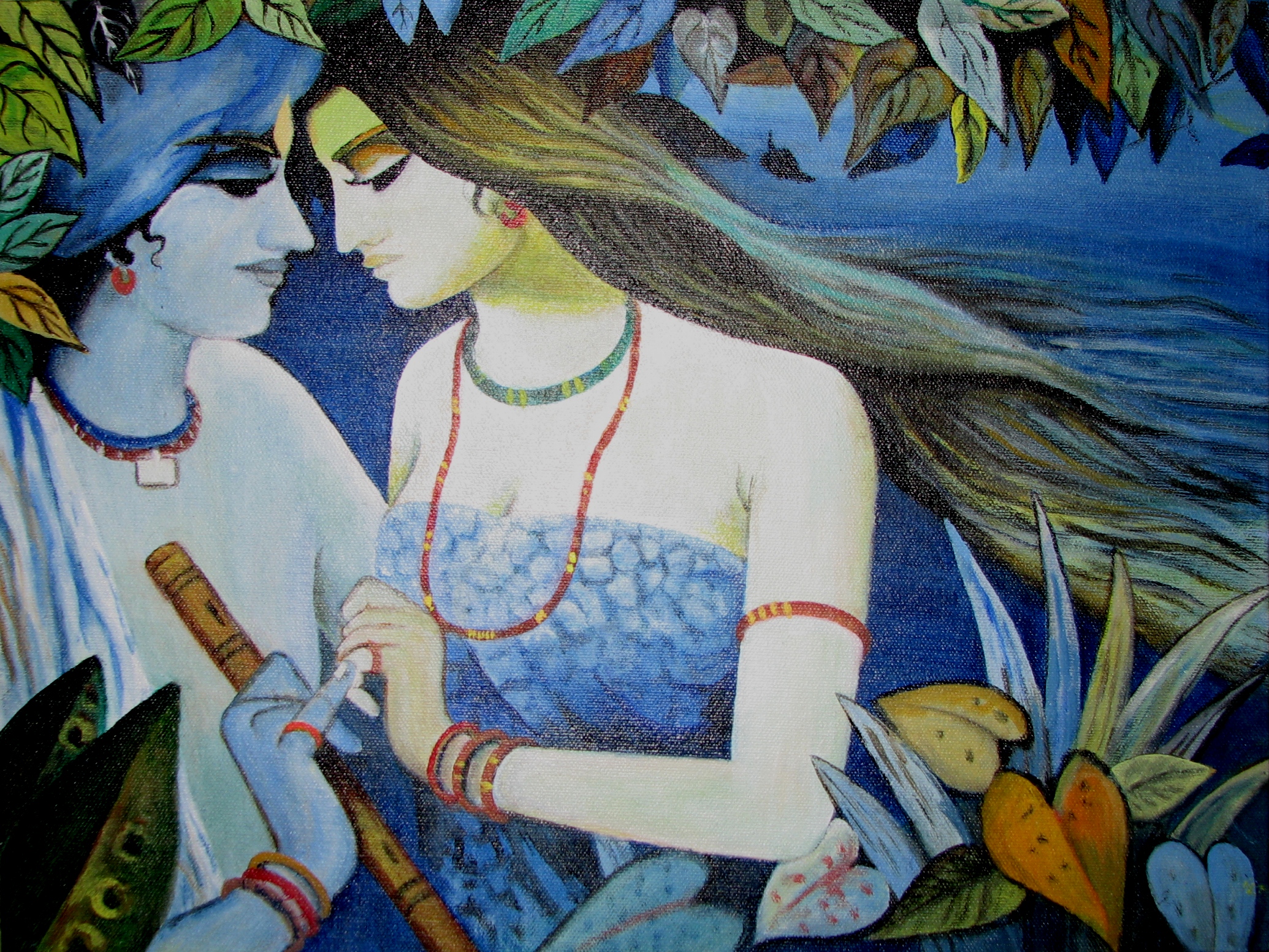 2070x1553 Beauty Of Radha Krishna - Krishna Painting On Canvas