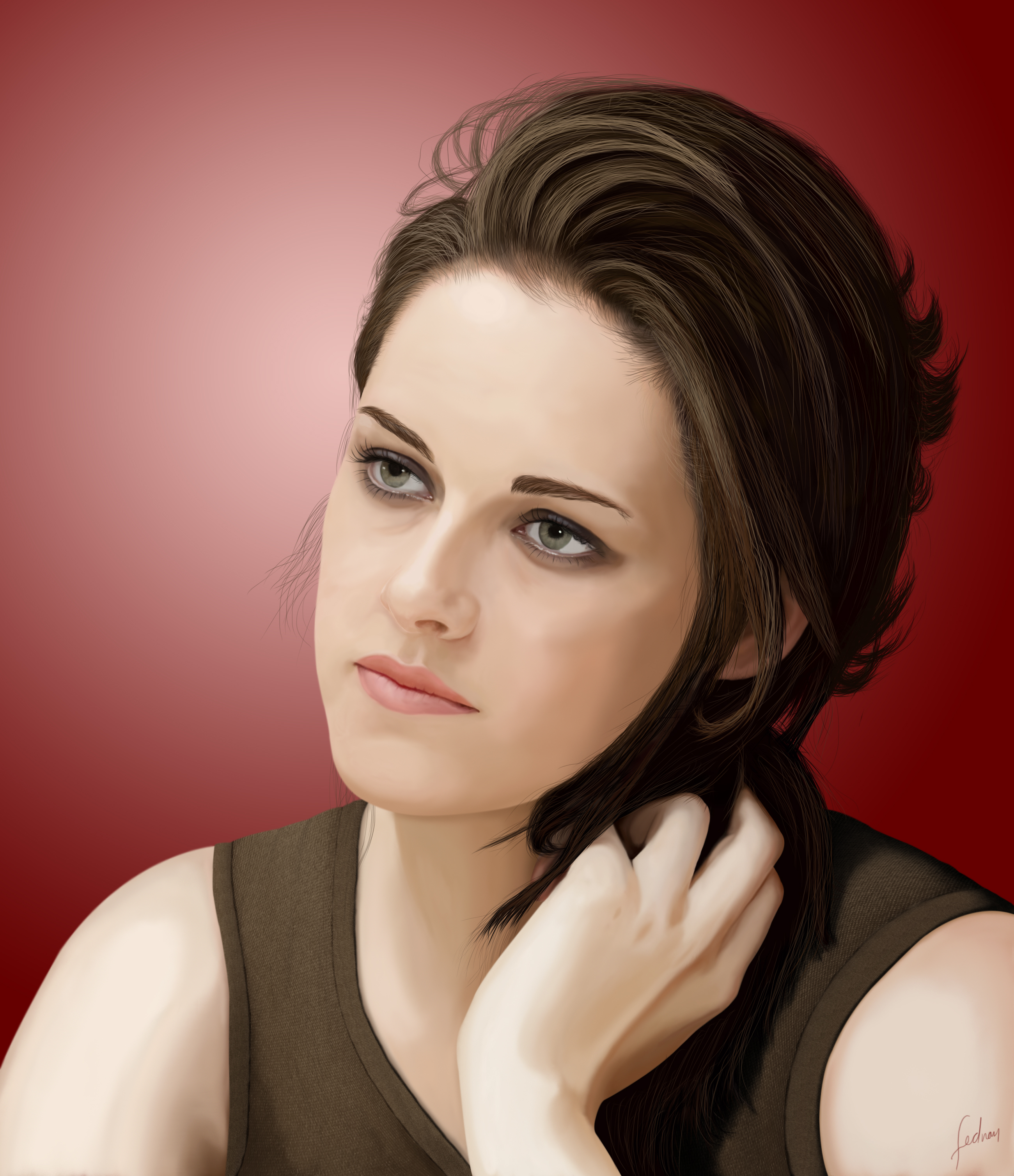 2600x3016 Kristen Stewart Paint By Fednan - Kristen Stewart Painting