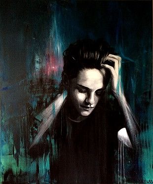 310x373 Tumblr Acrylic Painting Of Kristen Stewart Titled Courage - Kristen Stewart Painting