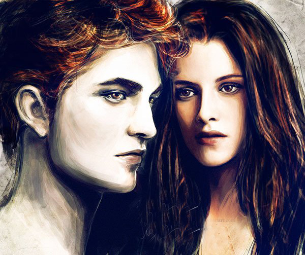 600x503 Midnight Robert Pattinson Kristen Stewart - Kristen Stewart Painting